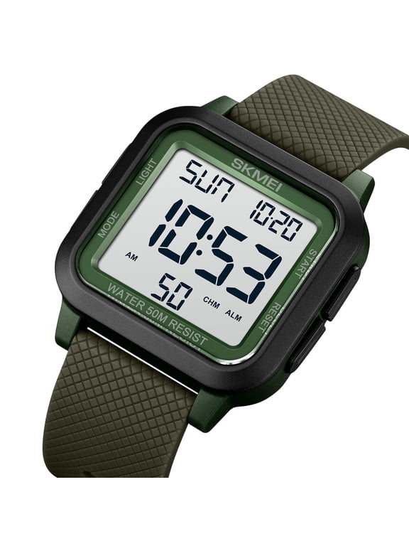 Digital Watch Waterproof Sports Watch with LED Backlight Luminous Alarm Stopwatch Military Style Wrist Watch for Outdoor Running and Daily Wear