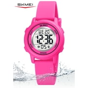 Children Digital Watch Wristwatch Fashion Multifunction Waterproof Outdoor Sports Luminous Watch for Kids Students Girls Rose Red