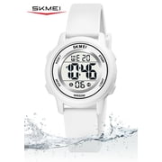 Children Digital Watch Wristwatch Fashion Multifunction Waterproof Outdoor Sports Luminous Watch for Kids Students Boys Girls White