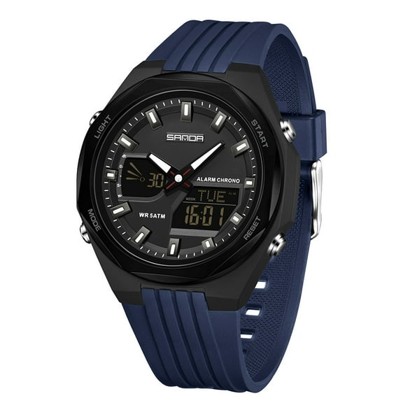 Digital Watch for Men, 4 Alarm with Snooze Multi-Function Sports Watch with Interval Timer, Backlight, Waterproof, for Students and Outdoor Use
