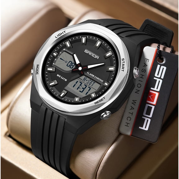 Digital Watch for Men, 4 Alarm with Snooze Multi-Function Sports Watch with Interval Timer, Backlight, Waterproof, for Students and Outdoor Use