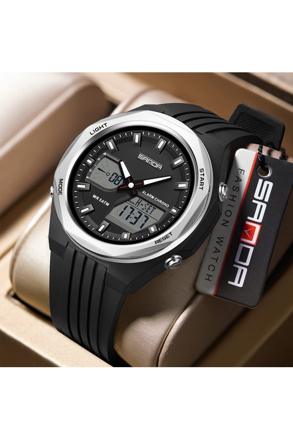 Digital Watch for Men, 4 Alarm with Snooze Multi-Function Sports Watch with Interval Timer, Backlight, Waterproof, for Students and Outdoor Use