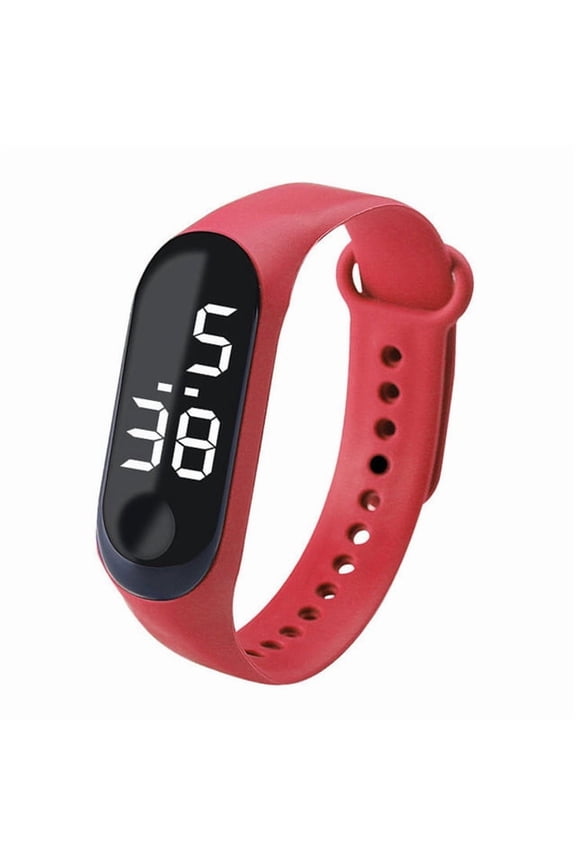 Digital Watch for Student, LED Light Display Plastic Mirror Electronic Movement Silicone Strap Sports Watch