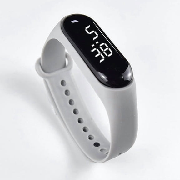 Digital Watch for Student, LED Light Display Plastic Mirror Electronic Movement Silicone Strap Sports Watch