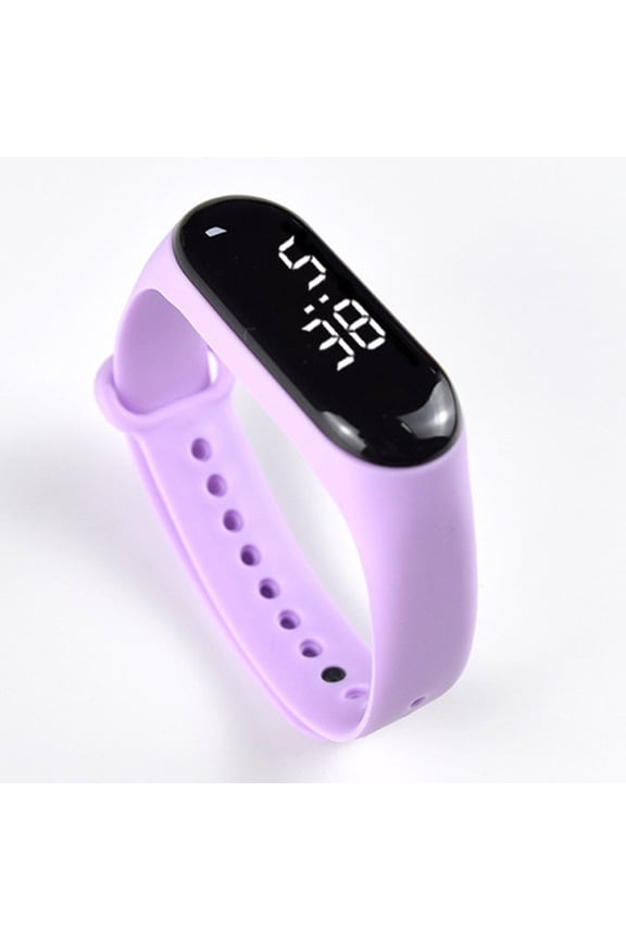 Digital Watch for Student, LED Light Display Plastic Mirror Electronic Movement Silicone Strap Sports Watch