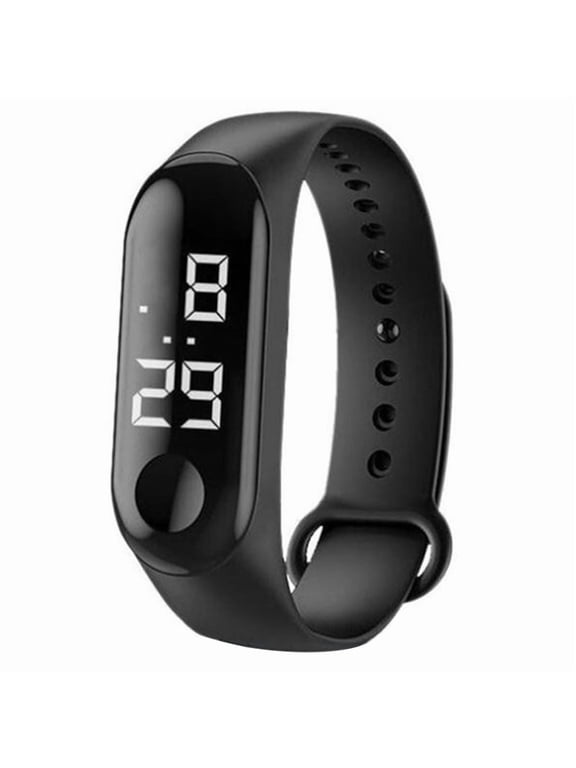 Digital Watch for Student, LED Light Display Plastic Mirror Electronic Movement Silicone Strap Sports Watch