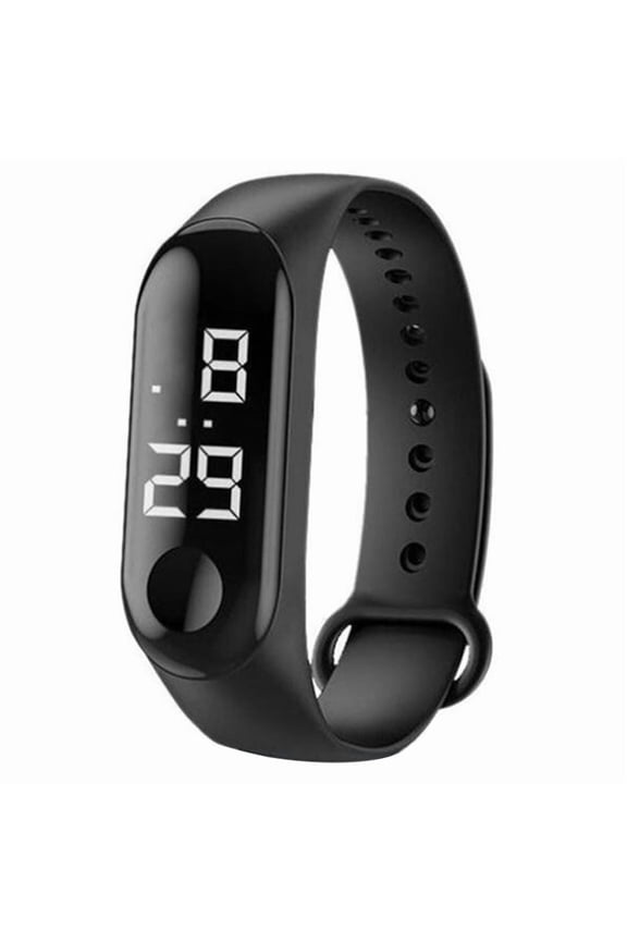 Digital Watch for Student, LED Light Display Plastic Mirror Electronic Movement Silicone Strap Sports Watch