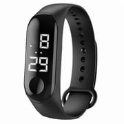 Digital Watch for Student, LED Light Display Plastic Mirror Electronic Movement Silicone Strap Sports Watch