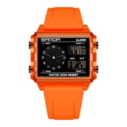 Digital Watches for Men Women Waterproof Unisex Digital Sports Watch Square Stopwatch Countdown Alarm Analog Silicone Strap Transparent Case Wristwatch