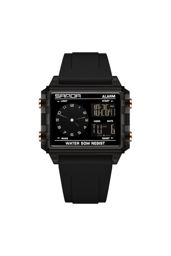 Digital Watches for Men Women Waterproof Unisex Digital Sports Watch Square Stopwatch Countdown Alarm Analog Silicone Strap Transparent Case Wristwatch