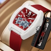 Digital Watches for Men Women Waterproof Unique Rectangle Watch Stopwatch Countdown Alarm Analog Silicone Strap Transparent Case