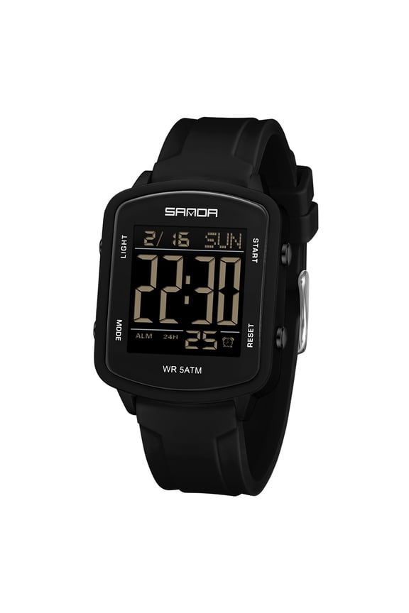 Digital Watches for Men Women Waterproof Unique Rectangle Watch Stopwatch Countdown Alarm Analog Silicone Strap Transparent Case