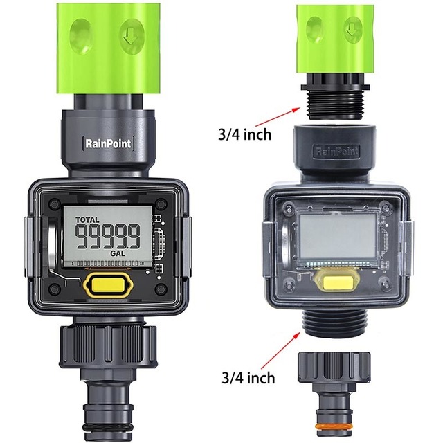 Digital Water Flow Meter Hose Water Meter for Outdoor Garden Hose