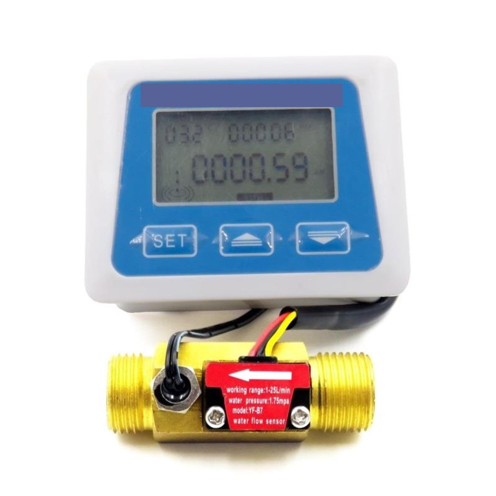 Digital Water Flow Sensor Meter Tester Flowmeter, Totameter Temperature ... image.