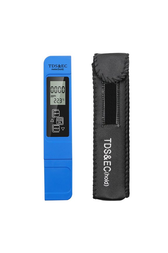 Digital Water Quality Tester TDS EC Meter Range 0-9990 Multifunctional Water Purity Temperature Meter TEMP PPM Tester ,Accurate - BLUE_X-SMALL