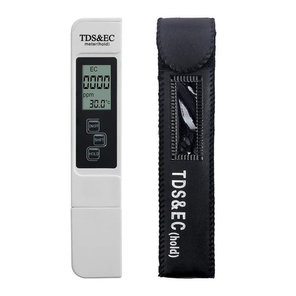 Digital Water Quality Tester TDS EC Meter Range 0-9990 Multifunctional Water Purity Temperature Meter TEMP PPM Tester ,Accurate - WHITE