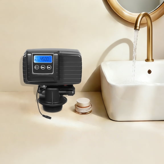 Digital Water Softener Control Valve 5600 Timer Type, 2T/H Flow Rate Automatic Regeneration Valve Head Replacement for Water Softener System, 110V LED Display (Time Clock Control)