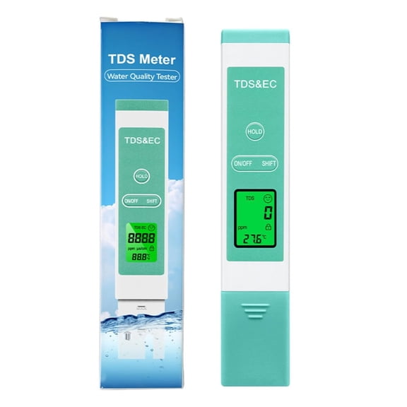 Digital Water Tester for Drinking Water with 4-in-1 TDS EC, PPM Meter for Aquarium, Backlit LCD