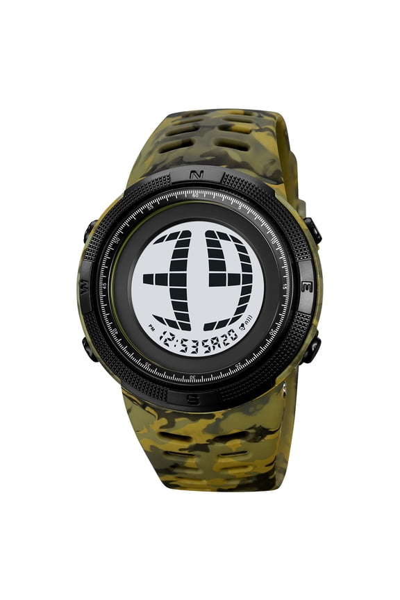 Digital Waterproof Electronic Watch Sports LED Backlight Multifunction Display 50M Water Resistant Alarm Stopwatch Timer Date Day Military Style TPU Rubber Strap Outdoor Running Hiking Wrist Watch