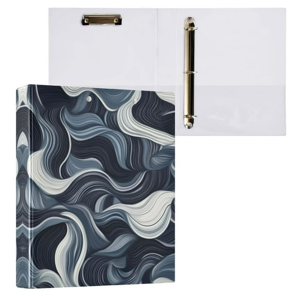 Digital Waves Pattern 3 Ring Hardcover Binders 1.5in Round Rings for Letter-Size Folder Paper Organizer Pockets for Office Student Recipe