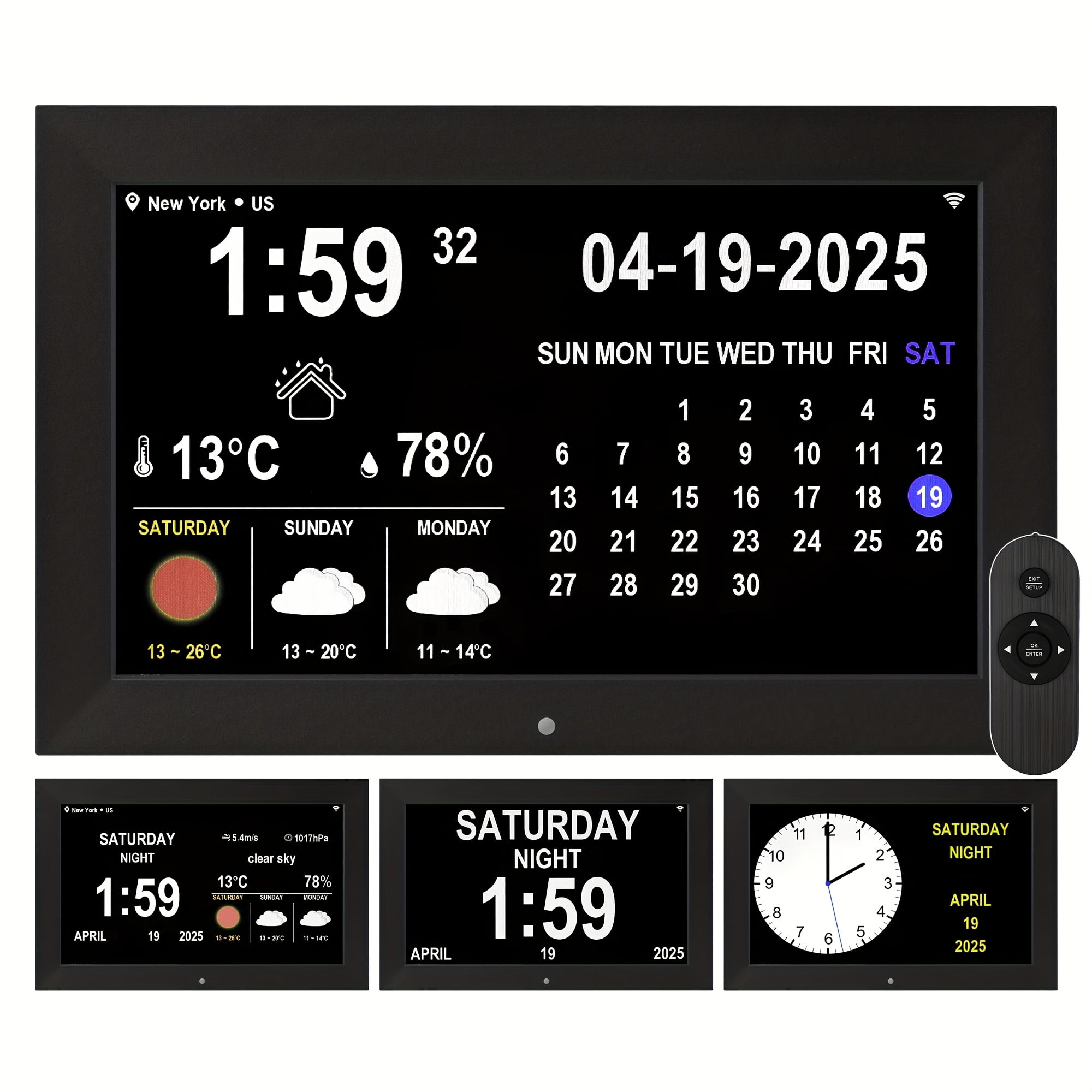 Digital Weather Clock with Temperature & Humidity Forecast, 12 Alarms ...