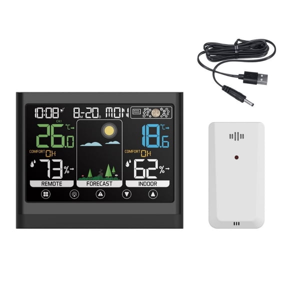 Digital Weather Clock - Touchscreen Weather Station with Temperature Humidity Monitor and Display