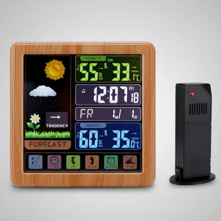 Digital Weather Station, Beige Wood color, with Indoor and Outdoor wireless sensor