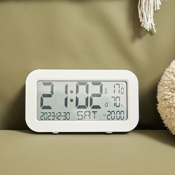 Digital Weather Station Clock, LCD Large Screen Indoor Monitor, Temperature Humidity Meter with Alarm, for Home Office Bedroom, 5.4 By 3 Inches