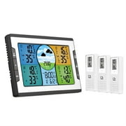 Digital Weather Station with 3 Remote Sensors 328ft/100m Indoor Outdoor Temperature Humidity Monitor Alarm Clock for Home Office ,Easy to Operate