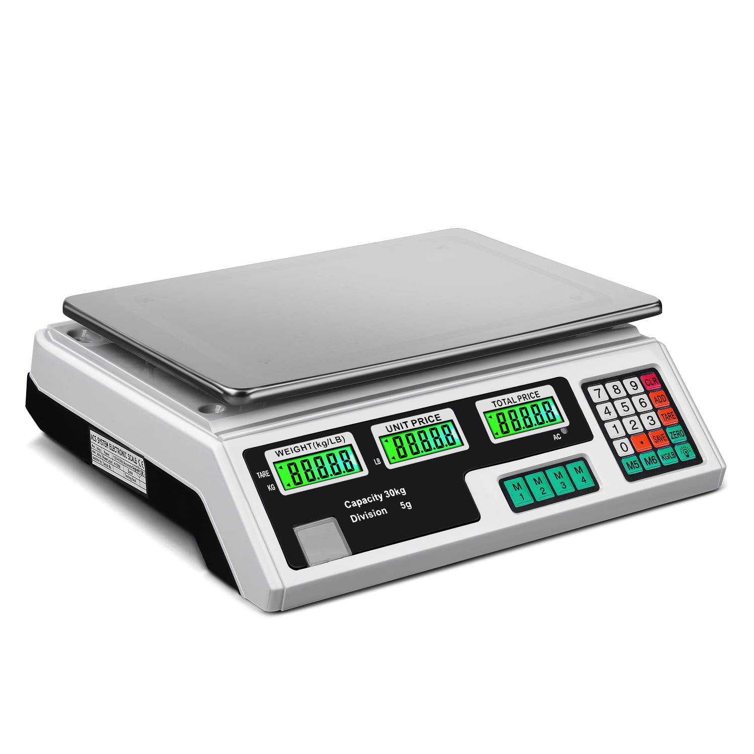 VEVOR Electronic Price Computing Scale, 66 LB Digital Deli Weight Scales,  LED Digital Commercial Food Scale DZJJC66BCDCDEUZOVV1 - The Home Depot