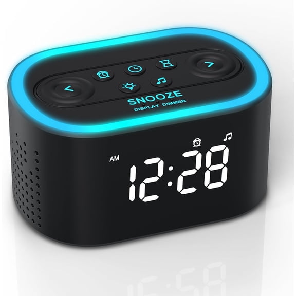 Digital Alarm Clock & White Noise Sound Machine, 21 Soothing Sounds, 7 Wake Up Sounds, 8 Night Lights, 32-Level Volume, 9 Sleep Timer, Memory Function for Kid, Adult, Bedroom, Nightstand