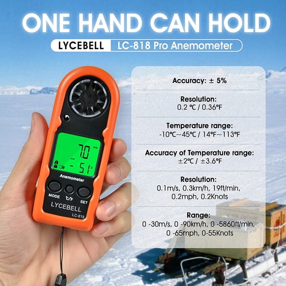Digital Wind Speed Measuring Device Anemometer Handheld Mini Portable Wind Meter Measures Air Flow Velocity Wind Chill Temperature, 5pcs CFM Wind Gauges for HVAC, Drone Flying, Outdoor Activities