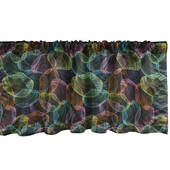 Ambesonne Digital Valance Pack of 2, Futuristic Shell Forms Art, 54"X18", Charcoal Grey and Multicolor
