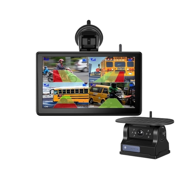 Digital Wireless 7 Inch Touch Screen Monitor Split Screen with 1/2/4x Solar Backup Camera Magnetic Hitch For Caravan