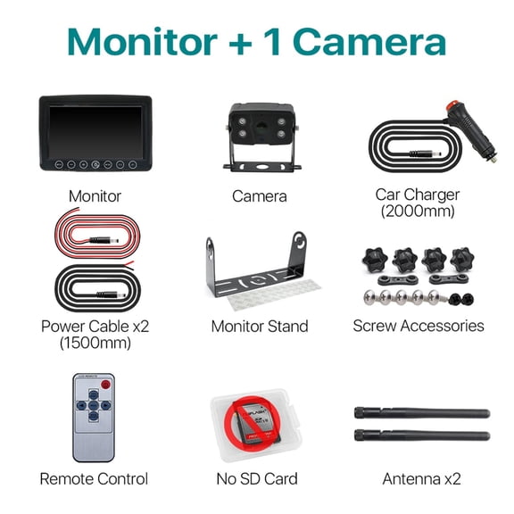 Digital Wireless AHD Reverse Backup Camera And 9'' AHD DVR Parking Monitor Kit For Truck/Trailer/Bus/RV/Pickups/Trailer ,Clear Images