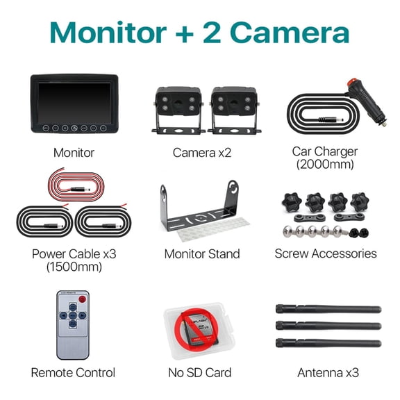 Digital Wireless AHD Reverse Backup Camera And 9'' AHD DVR Parking Monitor Kit For Truck/Trailer/Bus/RV/Pickups/Trailer ,Clear Images