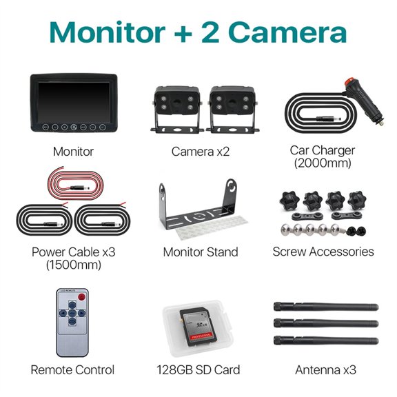 Digital Wireless AHD Reverse Backup Camera And 9'' AHD DVR Parking Monitor Kit For Truck/Trailer/Bus/RV/Pickups/Trailer