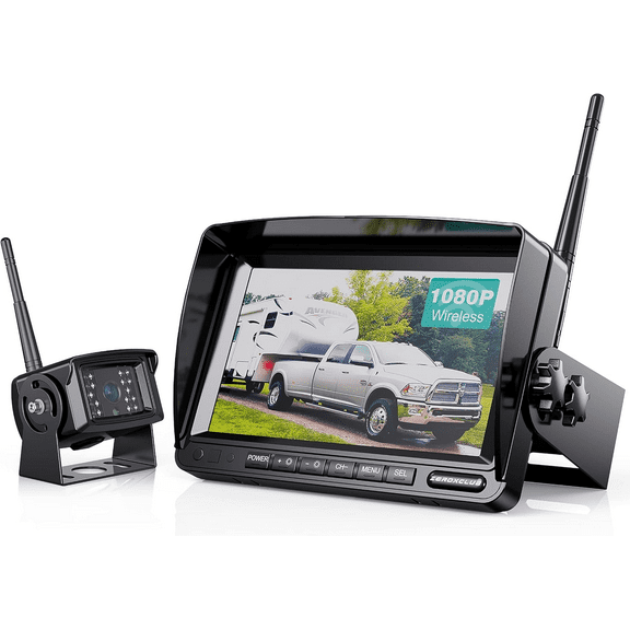 Digital Wireless Backup Camera System Kit, IP69 Waterproof Wireless Rear View Camera + 7 LCD Wireless Reverse Monitor for RV/Truck/Trailer/Bus/Camper/5th Wheel (7 inch)