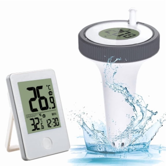Digital Wireless Floating Pool Thermometer with Indoor Receiver, IPX8 Waterproof Easy Read Pool Water Temperature Monitor for Swimming Pool, Hot Tub, Spa, Pond and Aquarium