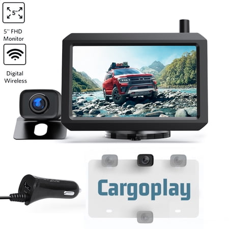 Digital Wireless Rear View Camera with 5? HD Monitor, Wireless Backup Camera System Waterproof Reverse Camera for Trucks Under 33FT