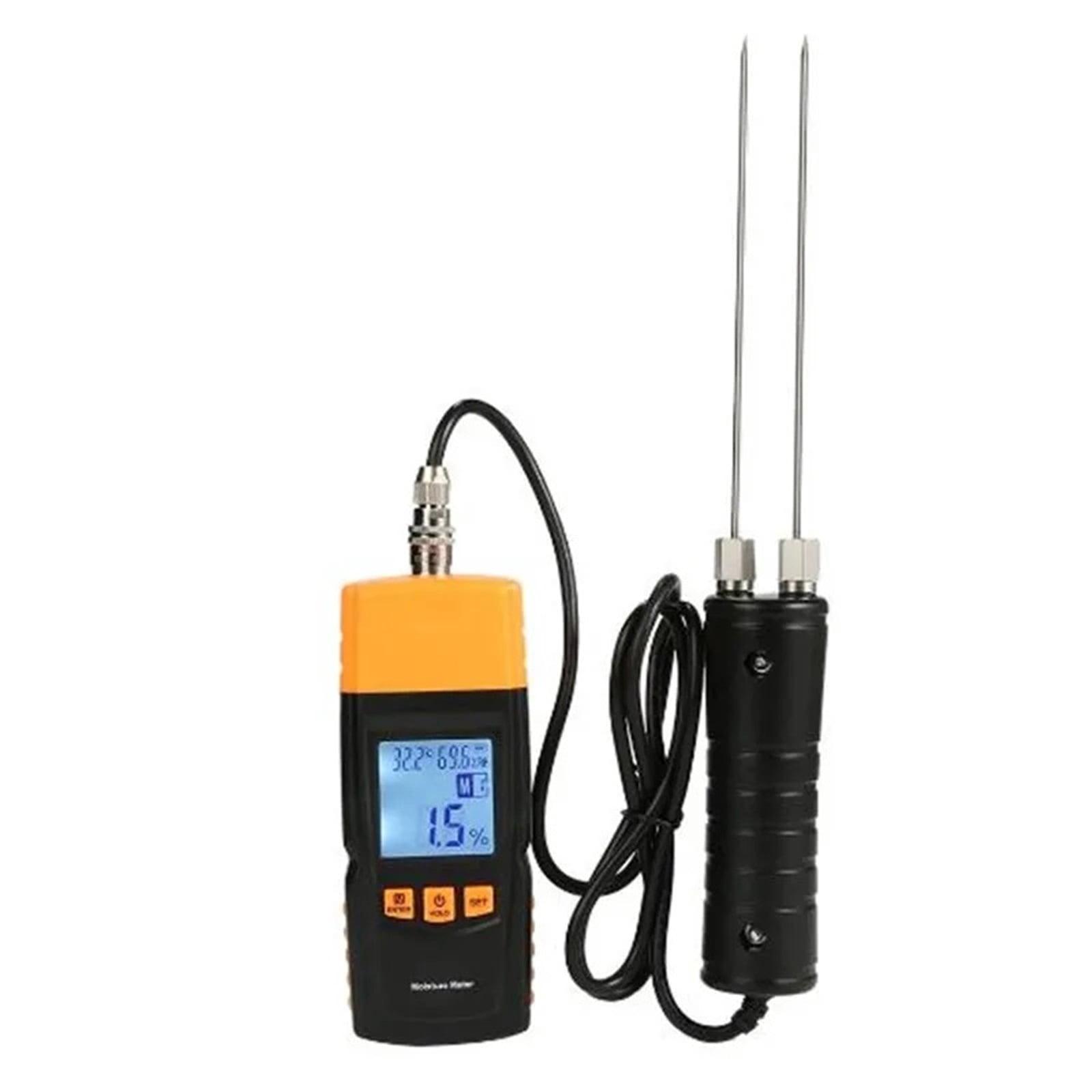 Digital Wood Moisture Meter 2~70% Humidity Tester Double Testing Probe ...