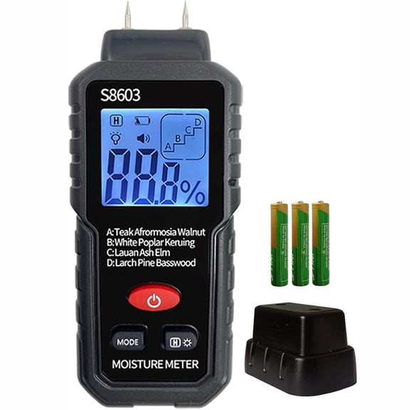 Digital Wood Moisture Meter for Drywall, Lumber & Concrete, Mold Moisture Detector with LCD Display, Wall Water Leak Sensor, Firewood Humidity Tester, Handheld Moisture Gauge for Home Inspection
