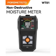 Digital Wood Moisture Meter, Pinless 6-in-1 Handheld Non-Destructive Moisture Detector for Wood, Wallboard, and Masonry, Visual/Audible Alarm, Humidity Temperature Auto Teste, Water Leak Detector