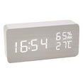thumbnail image 1 of Digital Wooden Alarm Clock, Electronic LED Desktop Clock with Temperature Humidity Time Display, 1 of 5