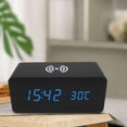 thumbnail image 1 of Digital Wooden Alarm Clock With Wireless Charging Function,3 Alarm LED Displays, Dual Functions Of Snooze, Sound Control And Adjustable,Bedroom, Bedside Table, 1 of 14