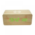 thumbnail image 1 of Digital Wooden Alarm Clock With Wireless Charging Function, 3 Alarm LED Displays, Dual Functions Of Snooze, Sound Control And Snooze, Brightness Adjustable, Multifunctional Digital Alarm Clock, 1 of 2