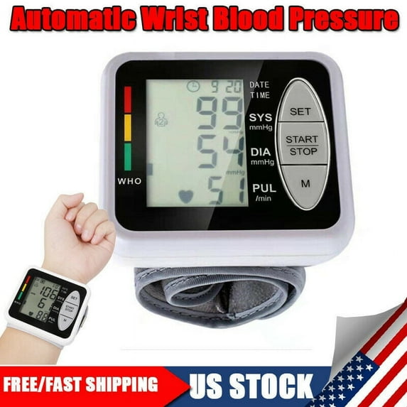 Digital Wrist Blood Pressure Monitor-Electronic Blood Pressure Cuff and Pulse Monitor With LCD Display Pulse Meter Memory, for Home Travel Use
