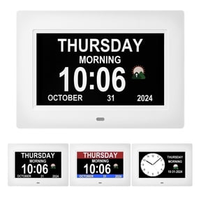 Memwake Multifunctional Large-Screen Digital Alarm Clock for 2026 World Cup,Digital Clock for Alzheimer's Patients with Date and Day of Week,Multiple Display Modes,7-inch White