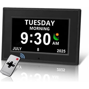 Digital Clock to Remind Time for Forgetful Seniors, with Digital Photo Frame, Auto Dimming, 12 Sets of Alarm Clock Reminder, Multiple Display Modes