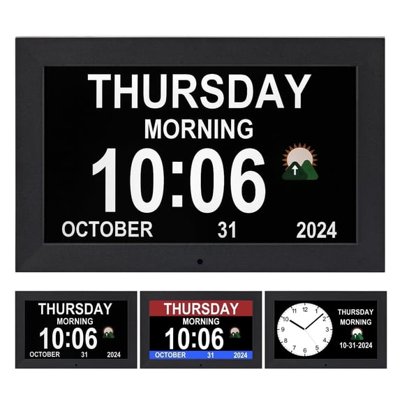 Digital Day Clock for2026 World Cup, Auto Dimming, 12 Sets of Reminding Style, with Digital Photo Frame, Multiple Display Modes
